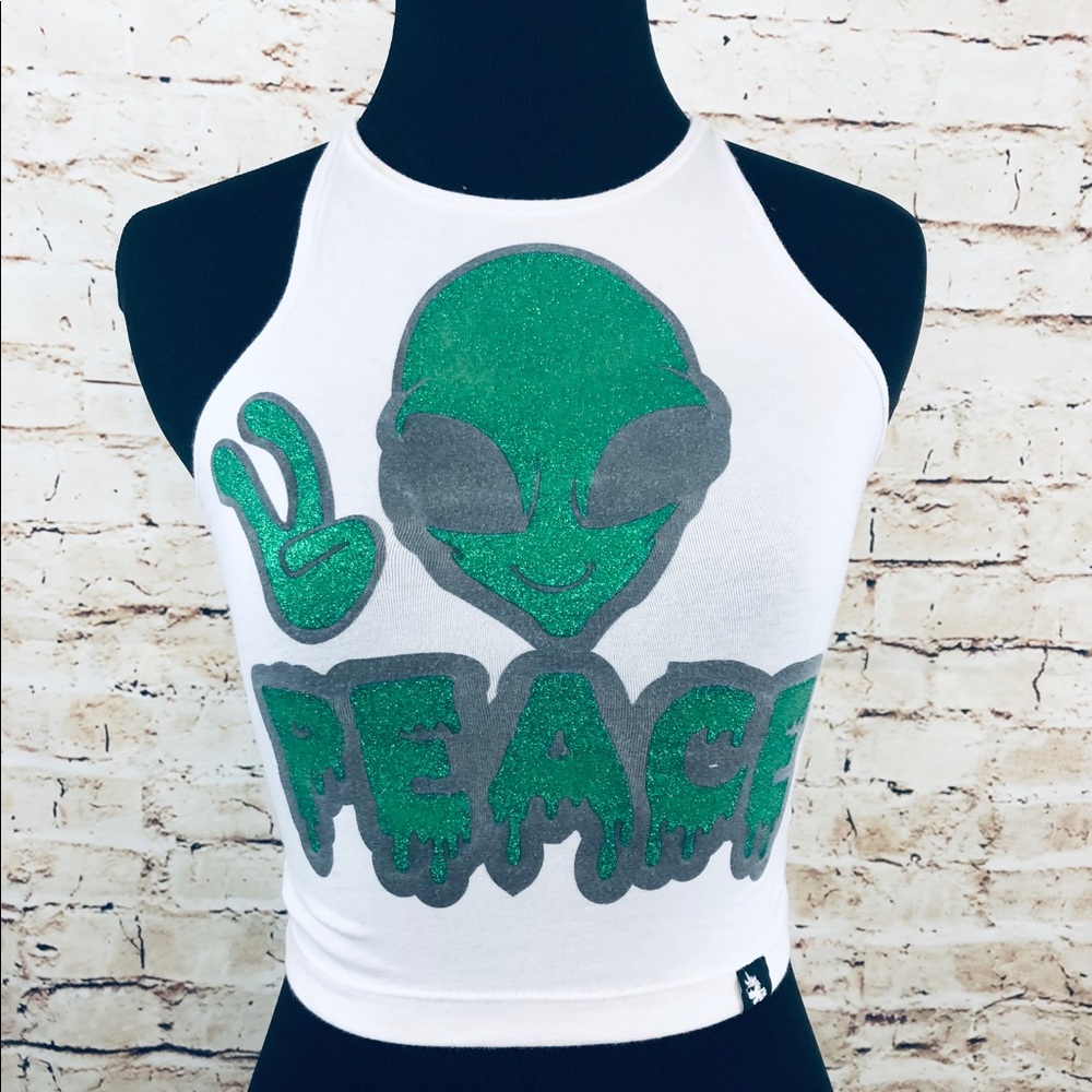 iHeartRaves Alien Peace Crop Top